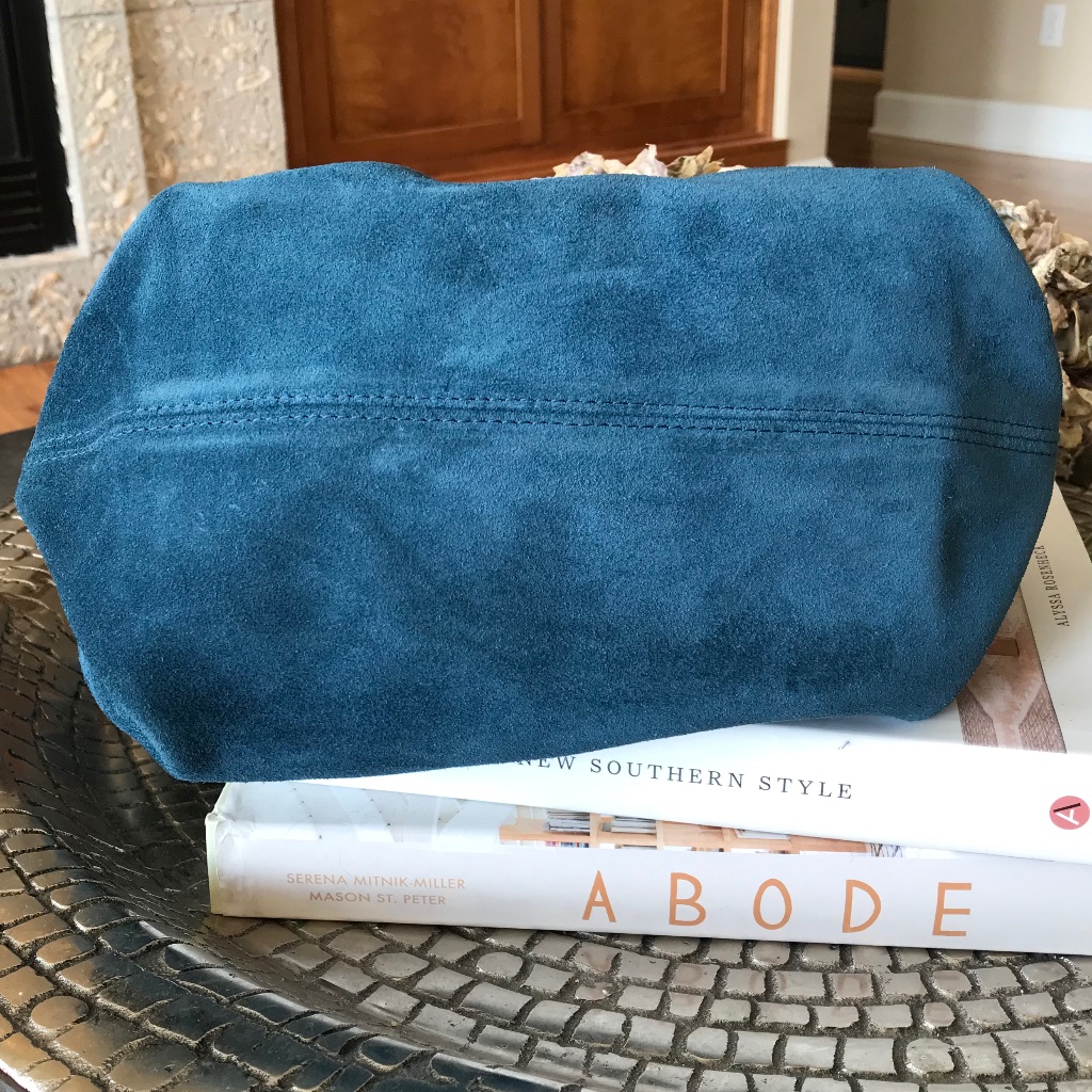 Nwot Oliveve Nora Knot Bag Aegean Italian Suede Hobo Shoulder Bag Blue — image 6 of 8